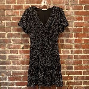 Black & White Polka Dot Tiered Midi Dress Small Andree by Unit